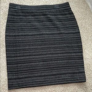 LOFT Gray and Blue Knee-Length Pencil Skirt for Work